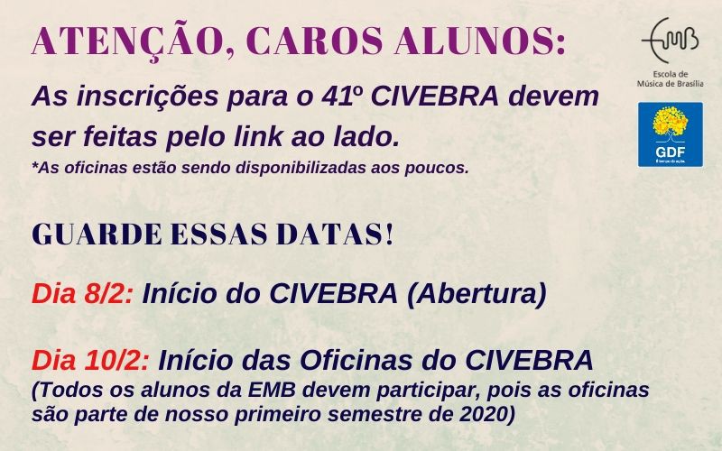 Cursos para músicos grátis no CIVEBRA (10-22/fev)